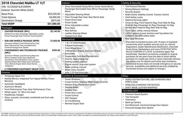 2018 Chevrolet Malibu LT