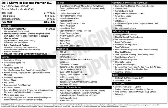 2018 Chevrolet Traverse Premier