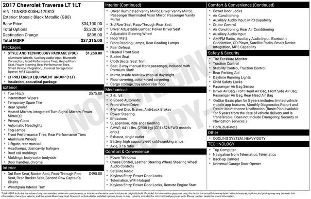 2017 Chevrolet Traverse LT 1LT