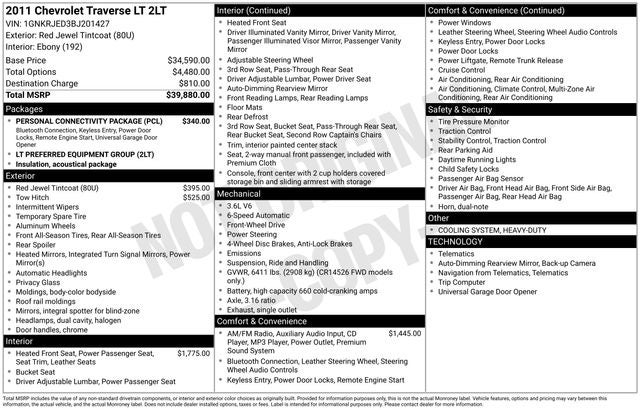 2011 Chevrolet Traverse 2LT 2LT