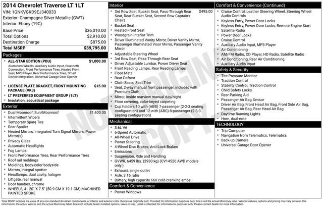 2014 Chevrolet Traverse LT 1LT