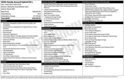 2026 Honda Accord Hybrid EX-L