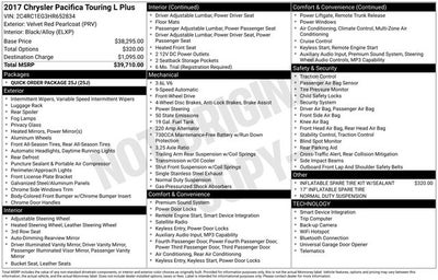 2017 Chrysler Pacifica Touring L Plus