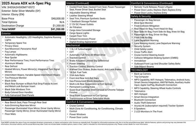 2025 Acura ADX A-Spec Package