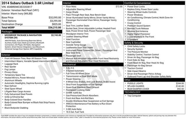 2014 Subaru Outback 3.6R Limited