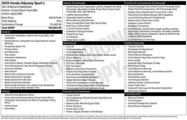 2025 Honda Odyssey Sport-L
