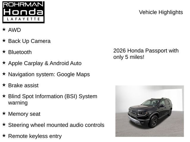 2026 Honda Passport RTL