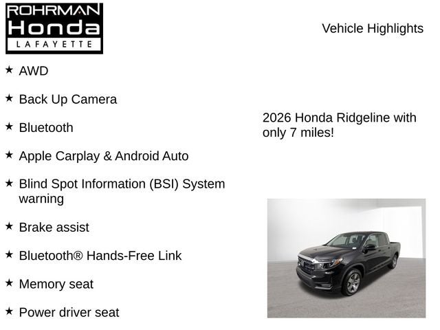 2026 Honda Ridgeline RTL