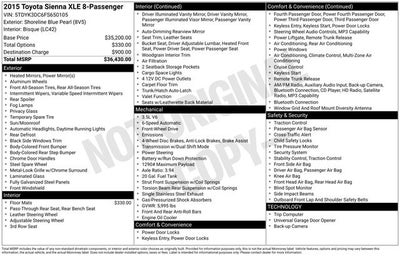 2015 Toyota Sienna XLE 8 Passenger