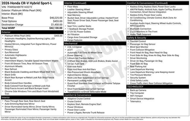 2026 Honda CR-V Hybrid Sport-L