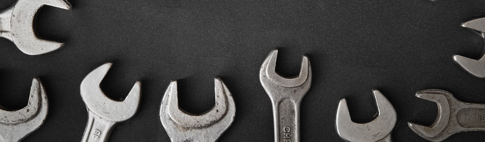 wrench tools on black cloth